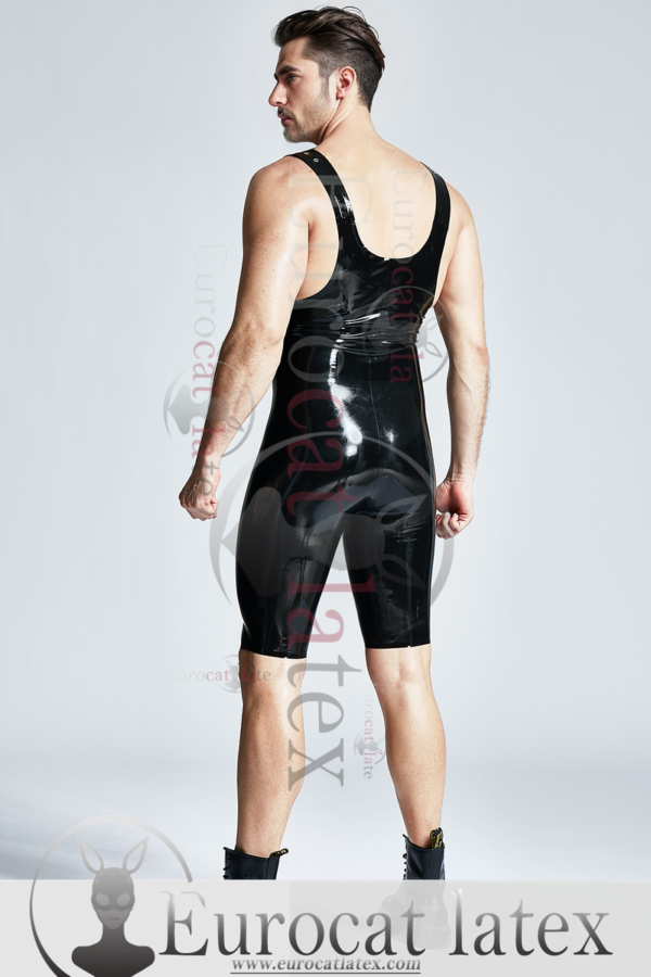 latex Male Codpiece Shoulder Strap Cycling Suit