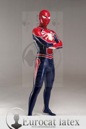 eurocat latex Male Zipperless Neck Entry 'Spidey' rubber Catsuit