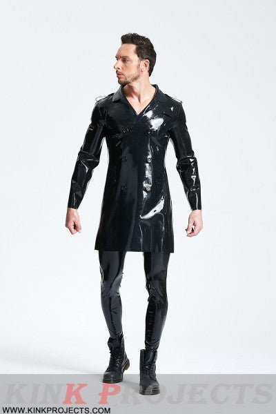eurocat latex Male Double-Breasted Three-Quarter Trench Coat
