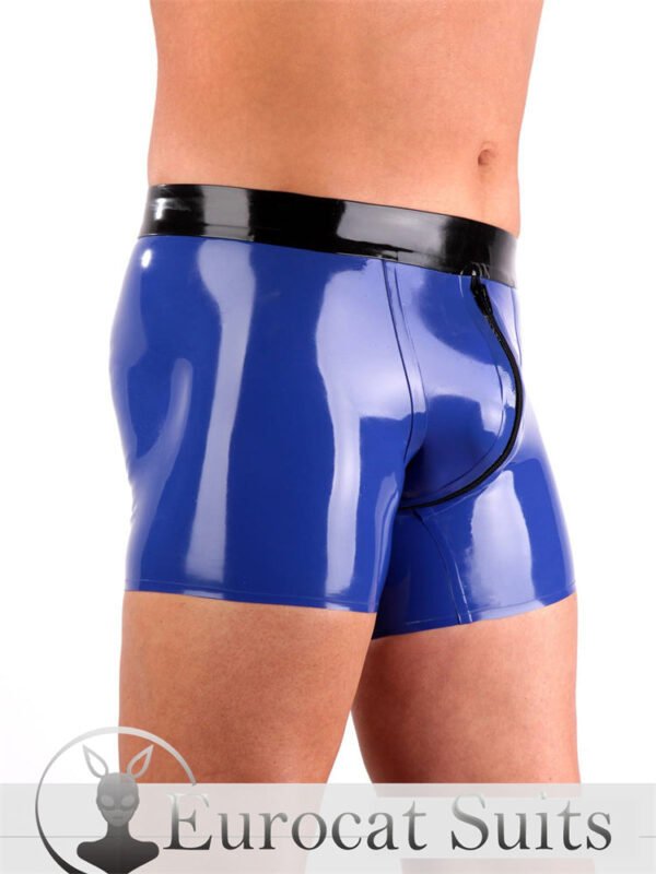 Latex short men pants rubber trousers with Longer Legs