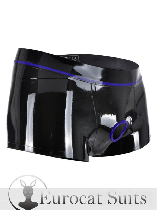 Latex short men pants rubber trousers Shorts with Cock Ring