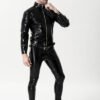eurocat latex Male Front Zip Motorcycle Jacket