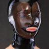 Latex mask with back zipper and contrasting eyes and mouth
