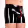 Latex short men pants rubber trousers with Zipper at Crotch