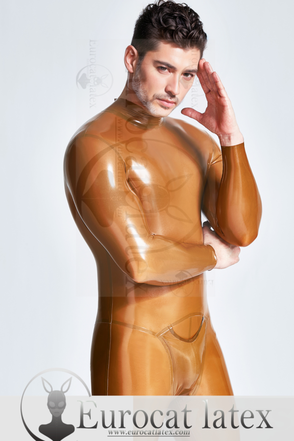 eurocat latex Male Zipless Pouch-front Neck Entry Catsuit