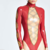 eurocat latex female Criss-crossed Long-Sleeved Leotard