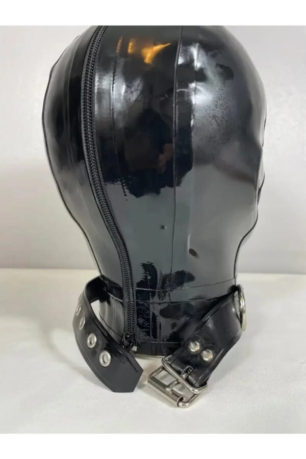 Latex Full Face Hood with No Eyes