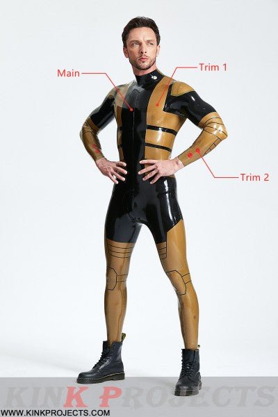 eurocat latex Male 'Blazing Gold' Back Zip Catsuit
