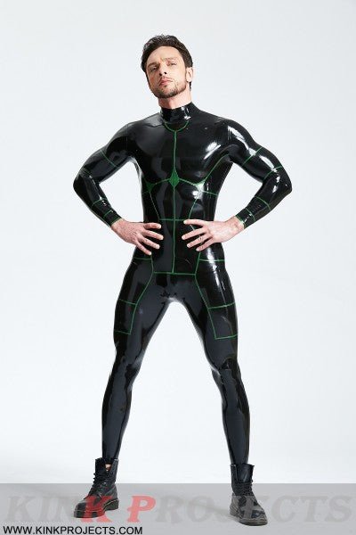 eurocat latex 'Hexagonal' Back Zip rubber Catsuit