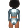 Panties  Metallic Blue sexy female with croth zipper