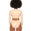 latex handmade Top Ivory  back zipper front tank