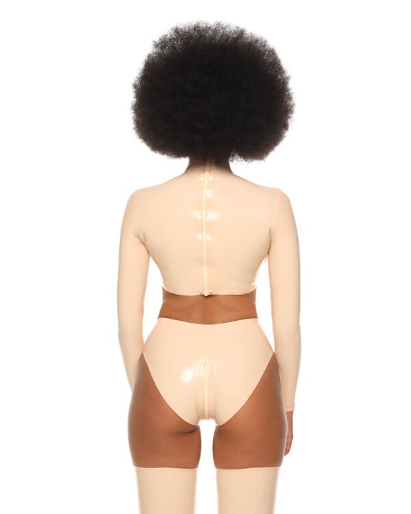 latex handmade Top Ivory  back zipper front tank
