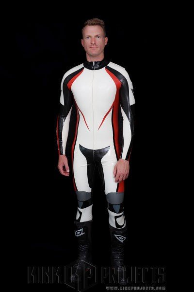 eurocat latex Male Logo Branded Motorcycle rubber Suit