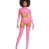 latex handmade Top back zipper front tank Pink