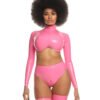 latex handmade Top back zipper front tank Pink