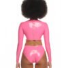 latex handmade Top back zipper front tank Pink