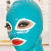 Latex Hood Back Zipper Handmade Rubber Mask for Beautiful Girl Club Wear Costume