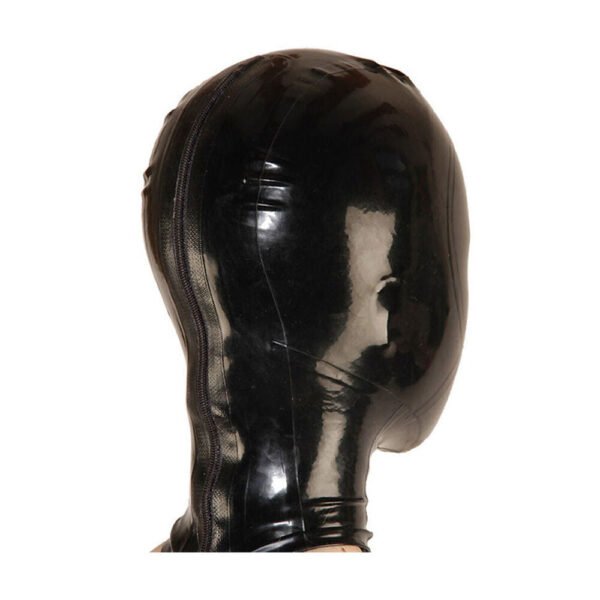 Latex Mask Hood Half Cover Eye Face with Zipper Handmade for Party Bodysuit