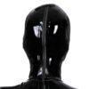 Black Latex Hood with Red Brim Open Eyes Mouth for Beautiful Girl Rubber Mask