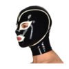 Latex Hood Mask Open Eyes and Mouth Withe Trim with Zipper for Catsuit Cosplay