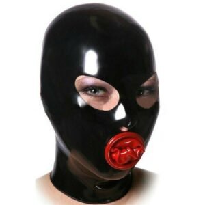 Latex Hood with Inner Red Mouth Condom Open Eyes Nose Back Zipper gummi 0.4