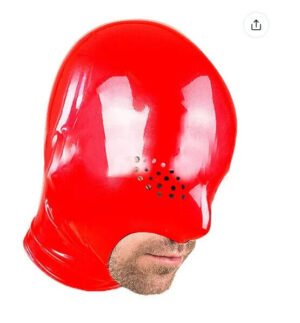 Male Latex Rubber Hood Eyes mesh Open Mouth Rubber Mask Fetish BDSM Cosplay
