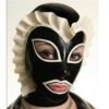 Latex Hood with Lace Trim on Face Back Zipper Handmade Rubber Mask Cosplay Wear