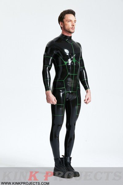 eurocat latex 'Hexagonal' Back Zip rubber Catsuit